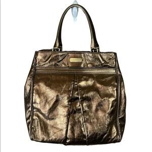 Marc Jacobs Jen Metallic Bronze Leather Shoulder Bag Tote Purse